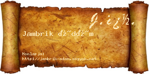 Jambrik Ádám névjegykártya